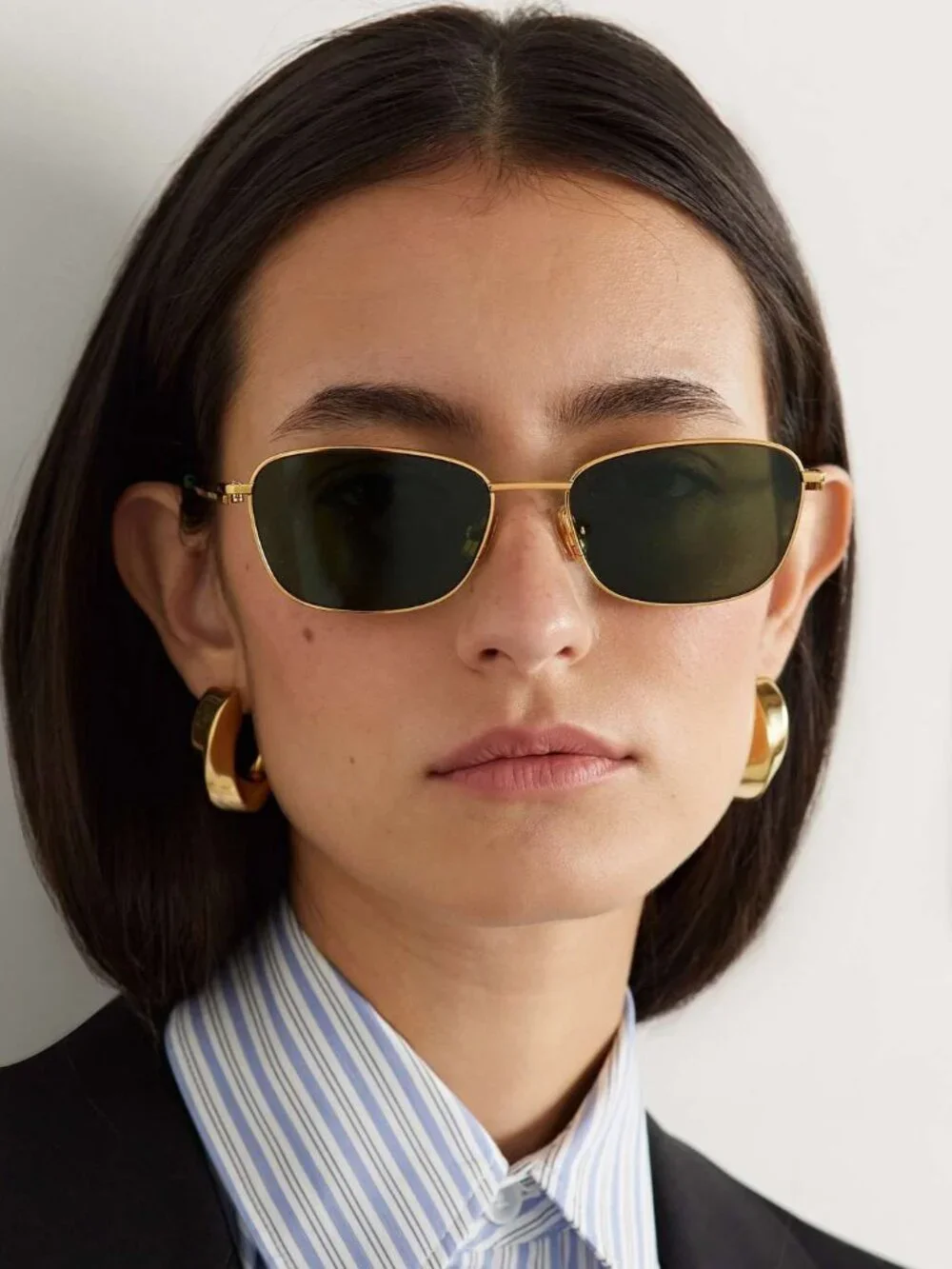 Bottega Veneta Men Sunglasses Gold Green Rectangle BV1300S 002 NEW AUTHENTIC